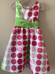 Pink and green polka dots